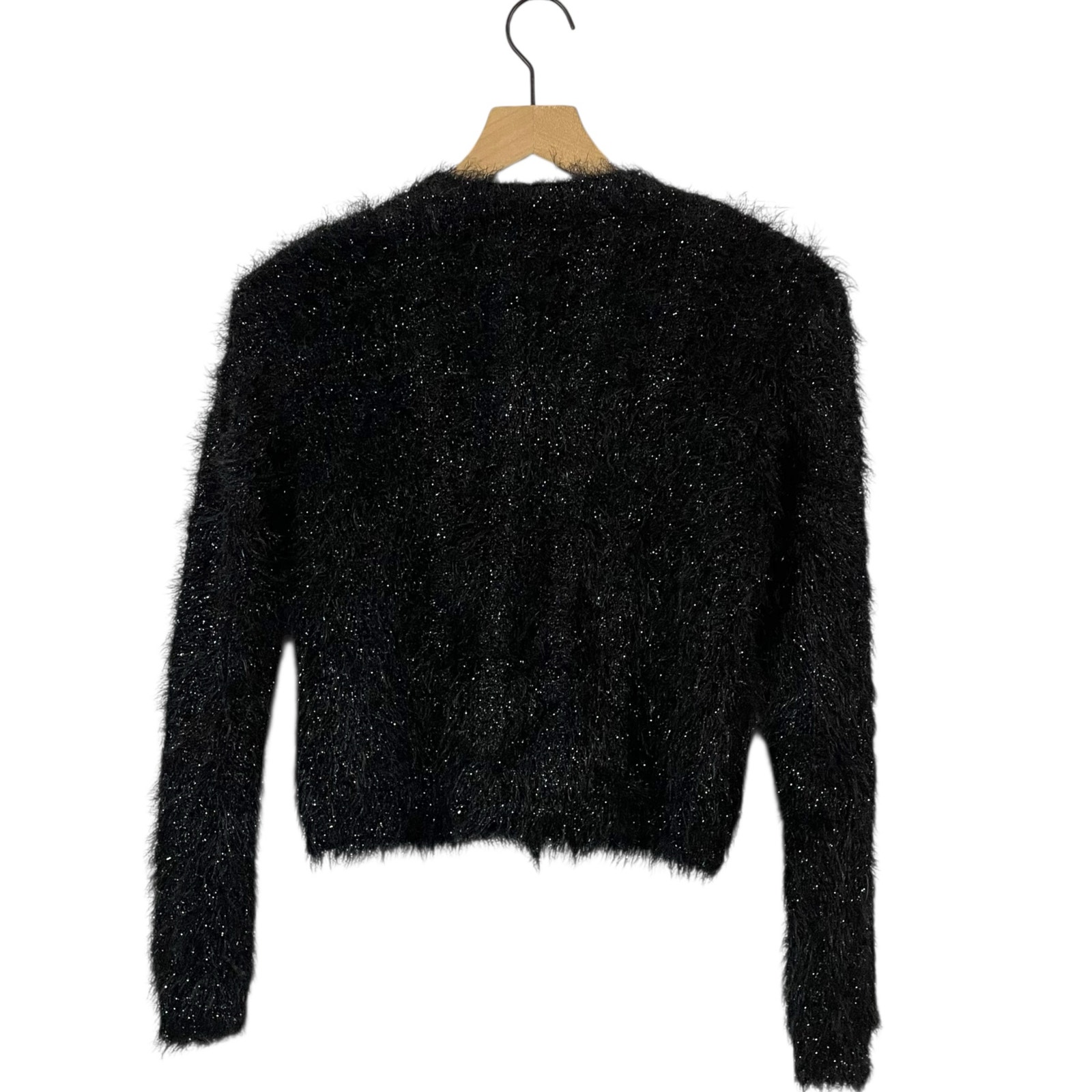 Nwt Tach Clothing Helga Fuzzy Cropped Cardigan - Black - Small — image 3 of 8